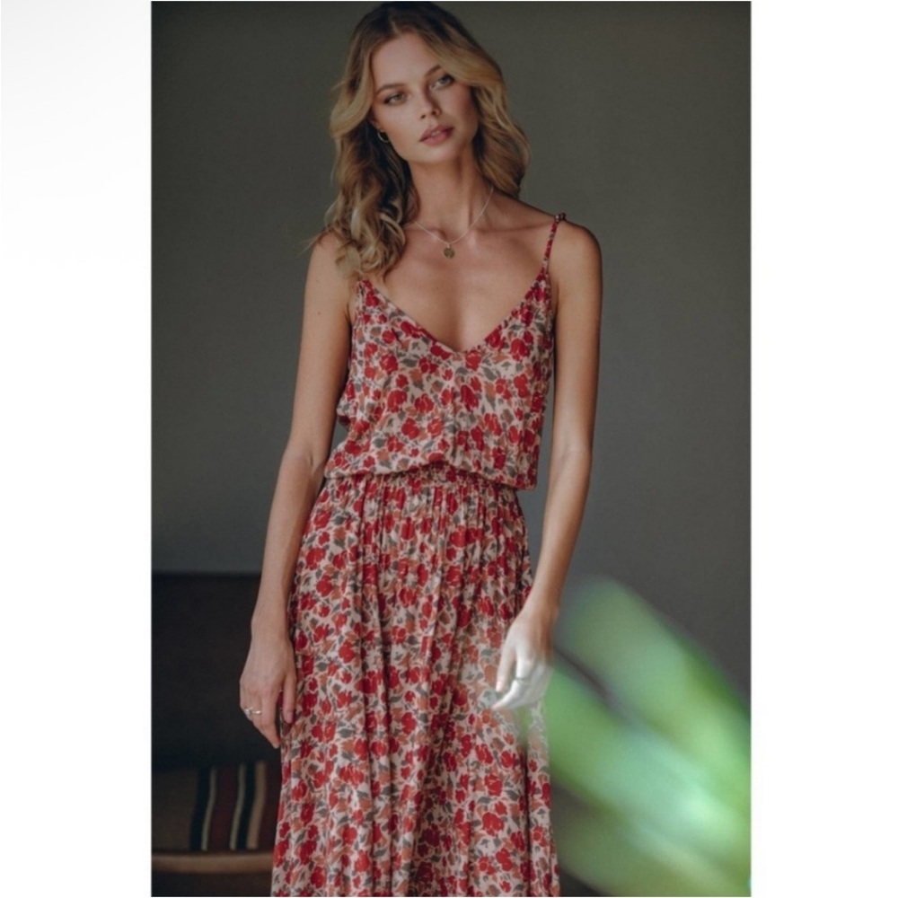 Pampelone Alisse XS Floral Midi Dress Boho Resortwear Handmade